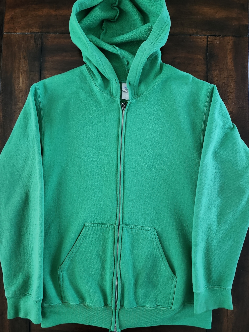 Gildan Bright Green Full‑Zip Hoodie Small